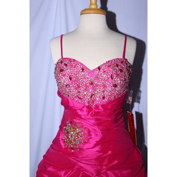 MayQueen #781 Dual Style Taffeta Prom or Party Gown-Size 12-FUCHSIA-NEW W/Tags - Picture 4 of 7